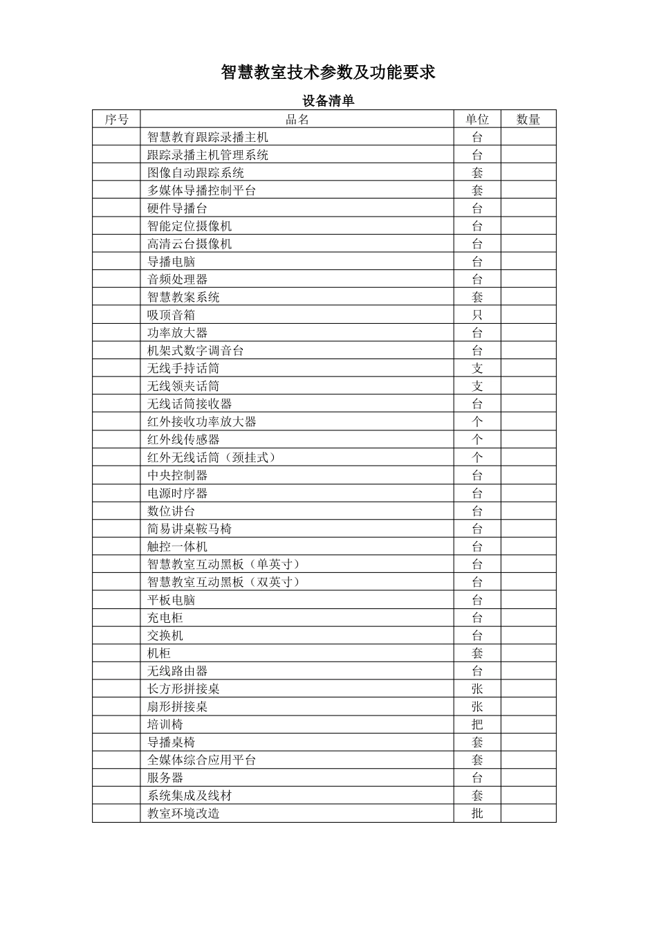 智慧教室技术参数及功能要求_第1页
