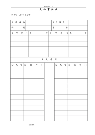 最新ISO质量管理体系全套实用表格模板