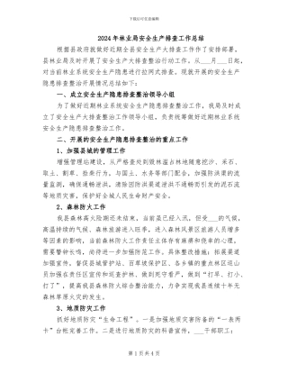 2024年林业局安全生产排查工作总结