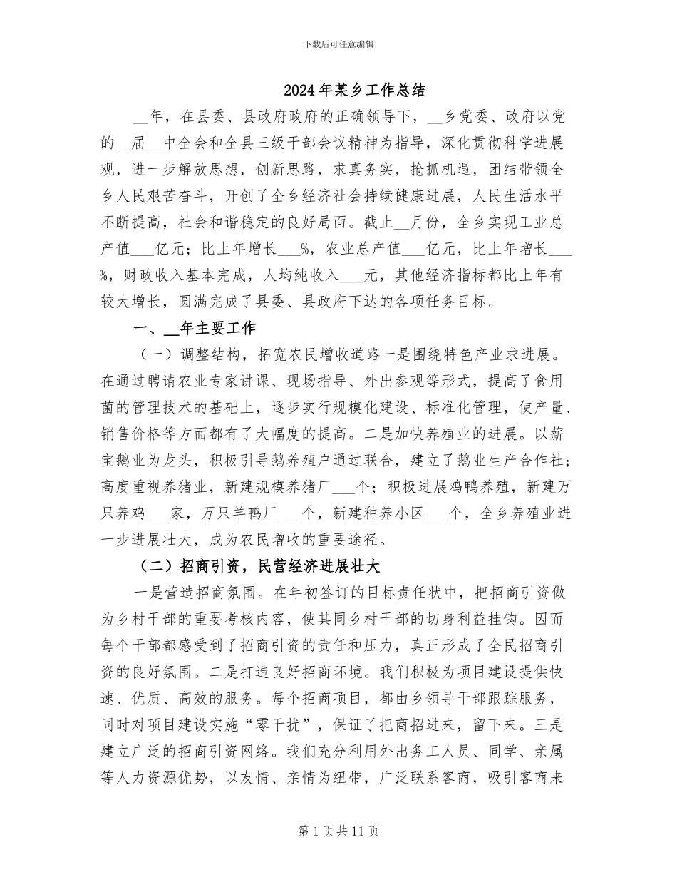 2024年某乡工作总结_第1页
