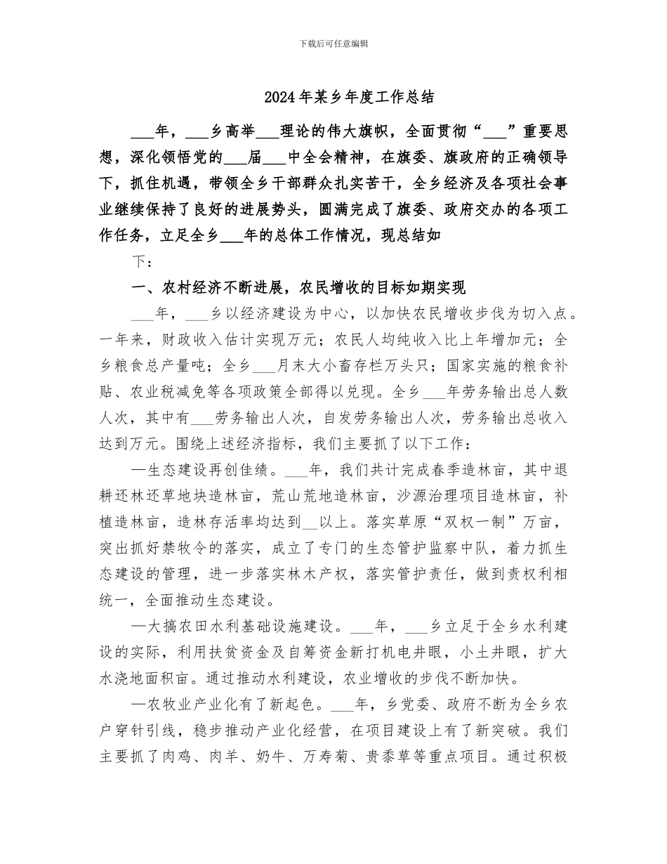 2024年某乡年度工作总结_第1页