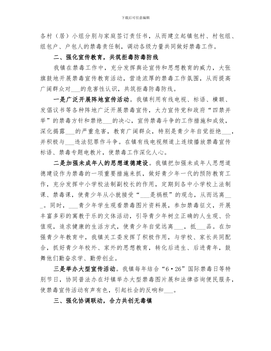 2024年某乡镇创建无毒镇活动工作总结_第2页