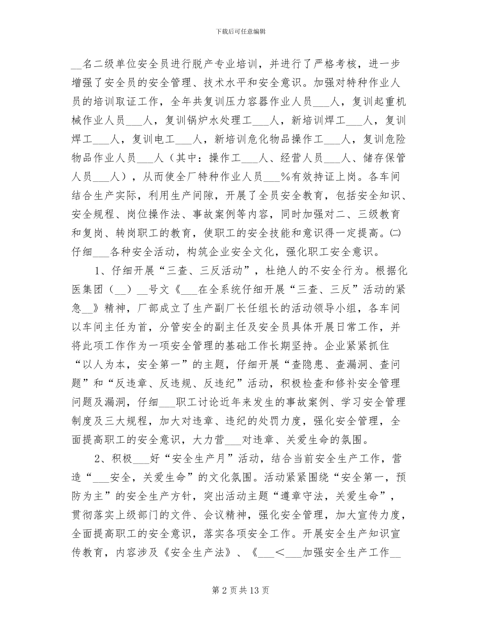 2024年某化工厂安全工作总结_第2页