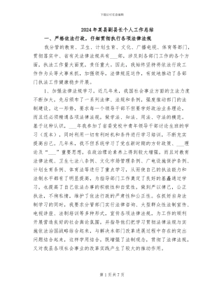 2024年某县副县长个人工作总结