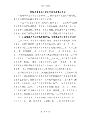 2024年某县电子政务工作开展情况总结