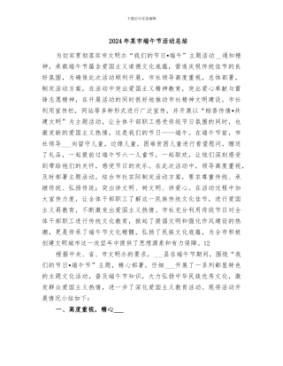 2024年某市端午节活动总结