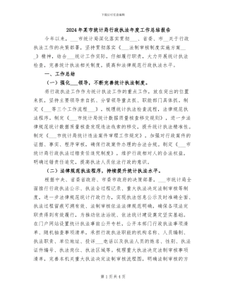 2024年某市统计局行政执法年度工作总结报告