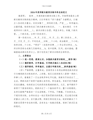 2024年某师新兵教育训练年终总结范文
