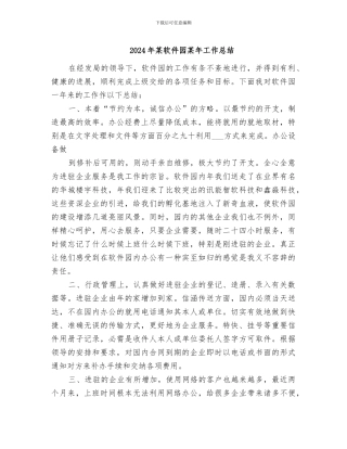 2024年某软件园某年工作总结