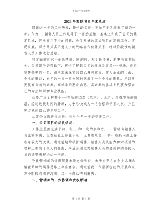 2024年某销售员年末总结