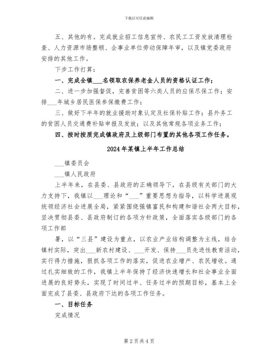 2024年某镇上半年人社所工作总结_第2页