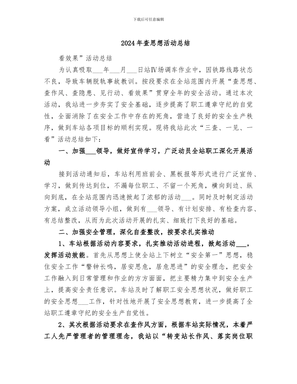 2024年查思想活动总结_第1页