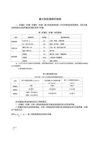 重大危险源辨识依据