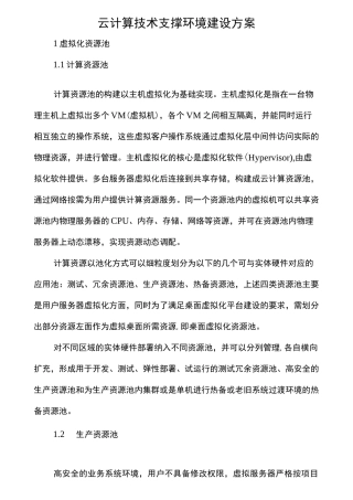 云计算技术支撑环境建设方案
