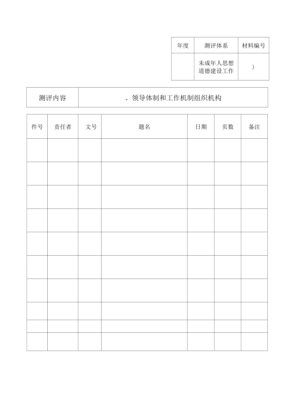 中小学未成年人思想道德建设考评材料目录_第1页