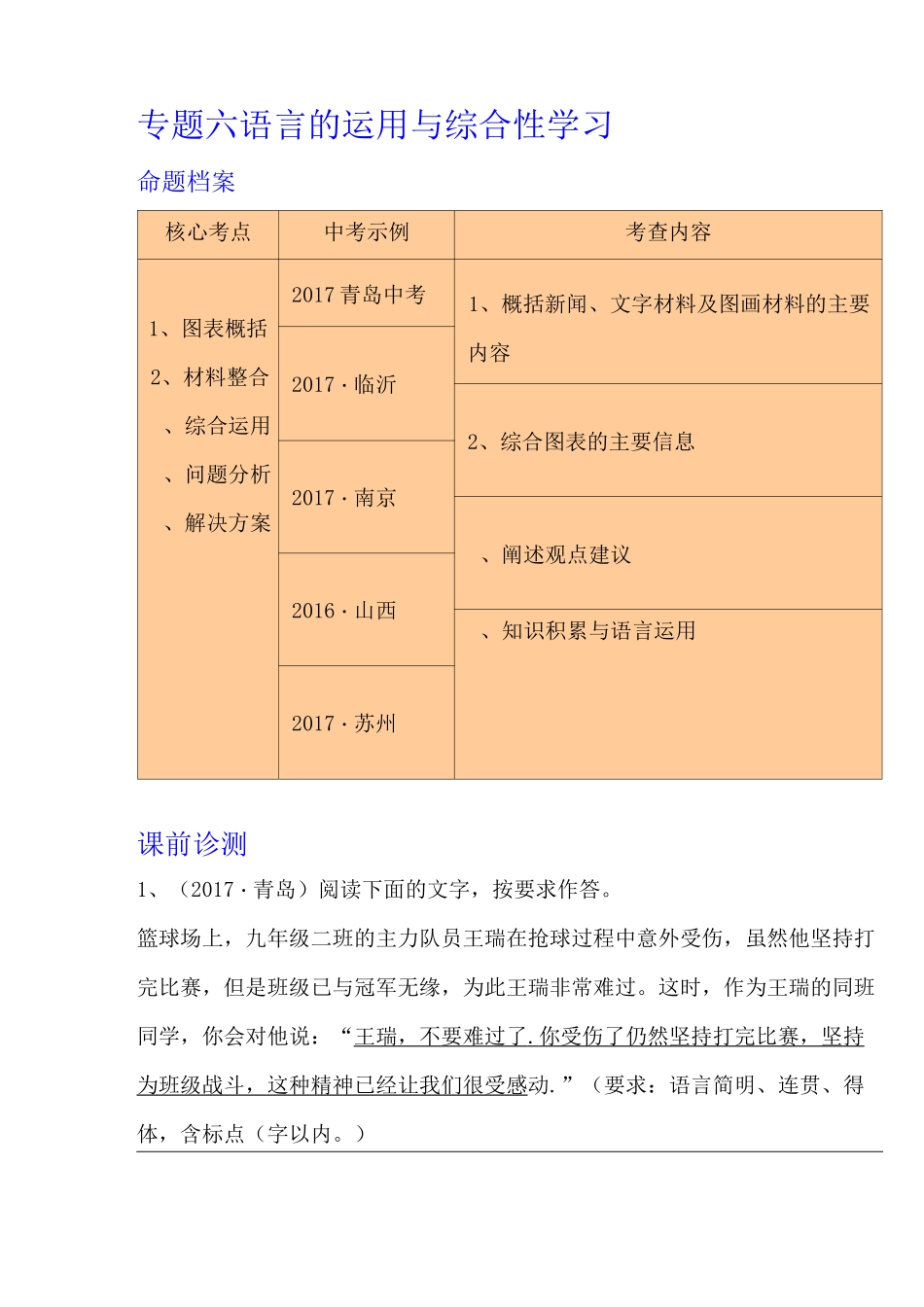 专题六语言运用与综合性学习2_第1页