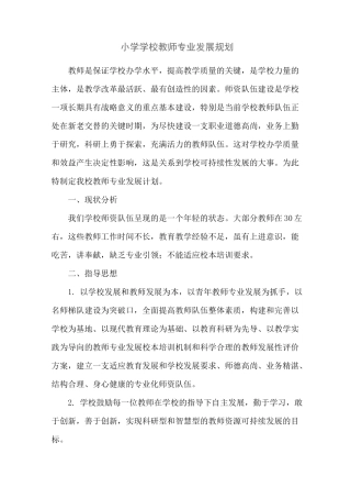 小学学校教师专业发展规划