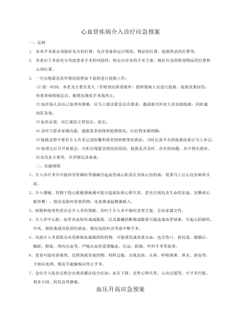 心血管疾病介入诊疗常见并发症应急预案(10种)