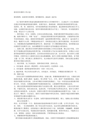 指导青年教师计划总结
