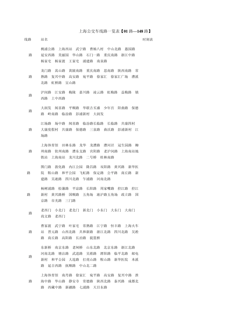上海公交车线路一览表_第1页