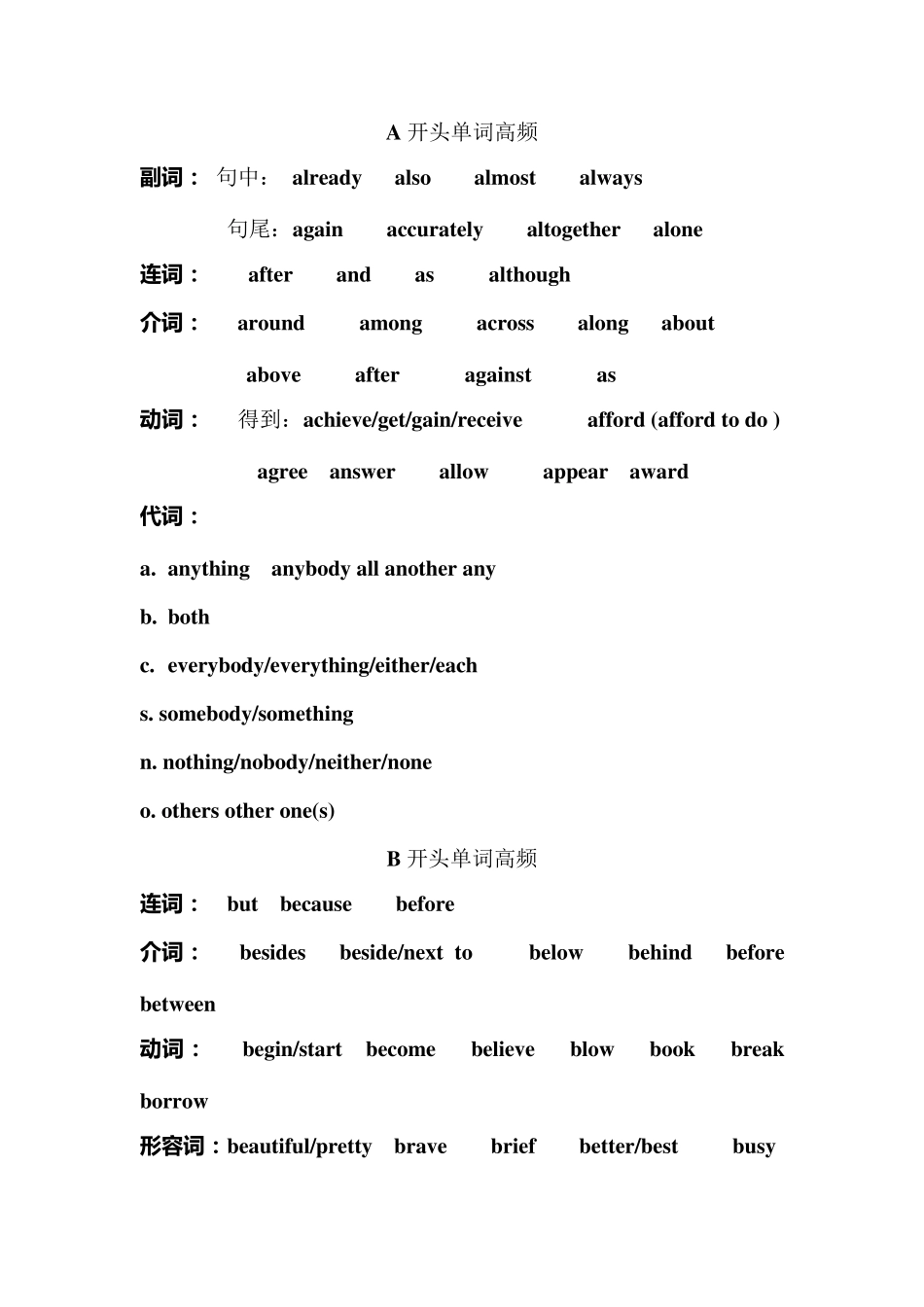 上海初三中考英语首字母高频词汇_第1页
