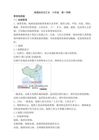 上海初中地理会考知识点汇总——六年级第一学期牛津版