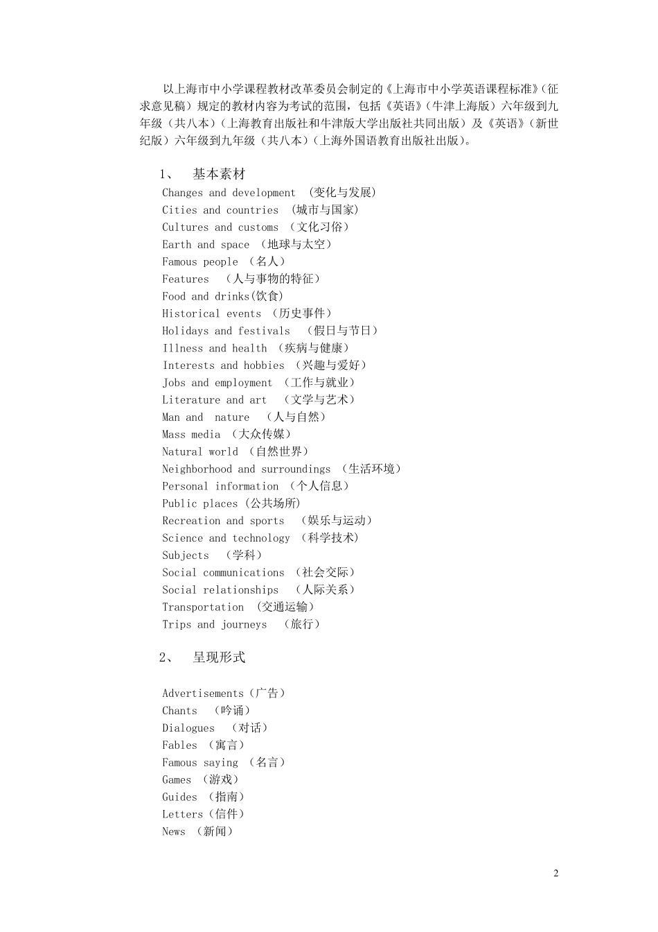 上海初中英语知识点总结及教材知识点梳理_第2页