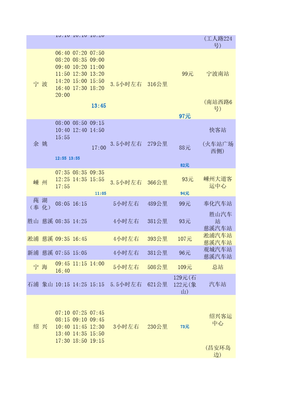 上海南站汽车时刻表_第2页