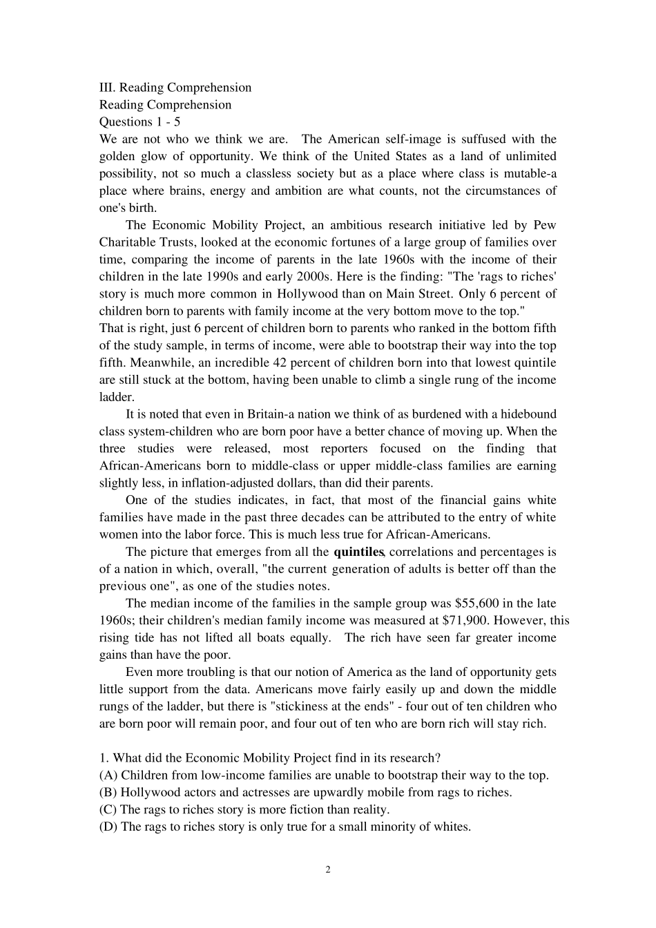 上海外国语大学继续教育学院英语专业2009届毕业考试试卷_第2页