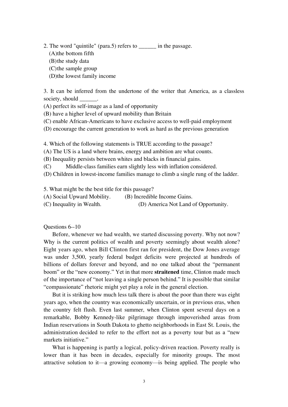 上海外国语大学继续教育学院英语专业2009届毕业考试试卷_第3页