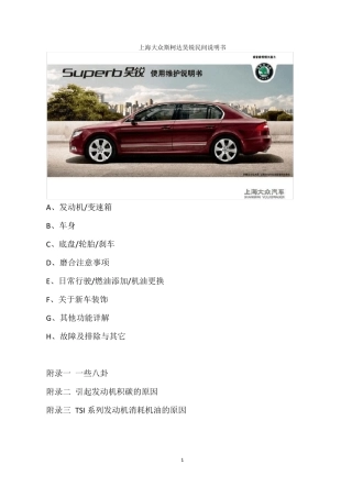 上海大众斯柯达昊锐民间说明书