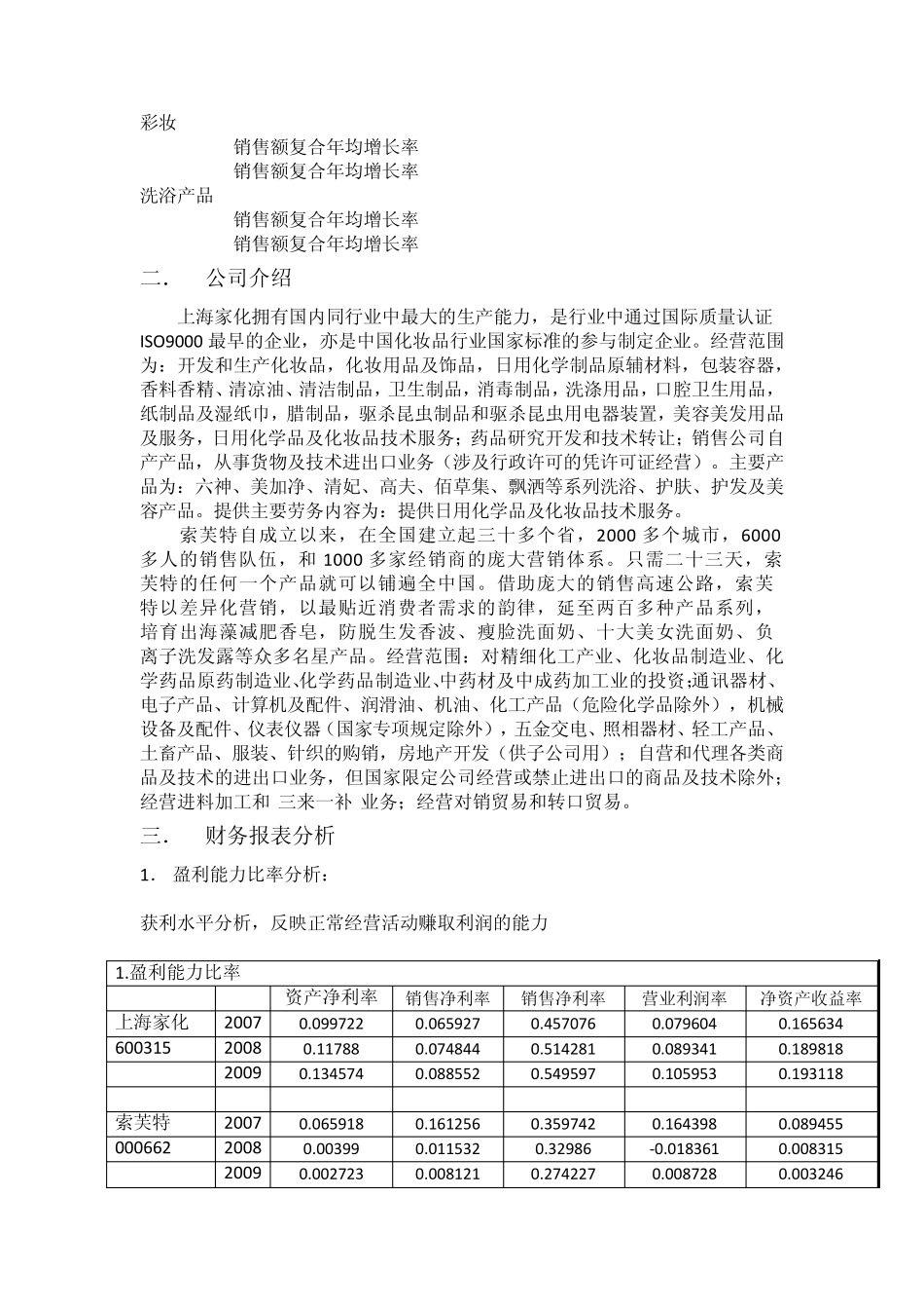 上海家化索芙特财务报表分析_第2页