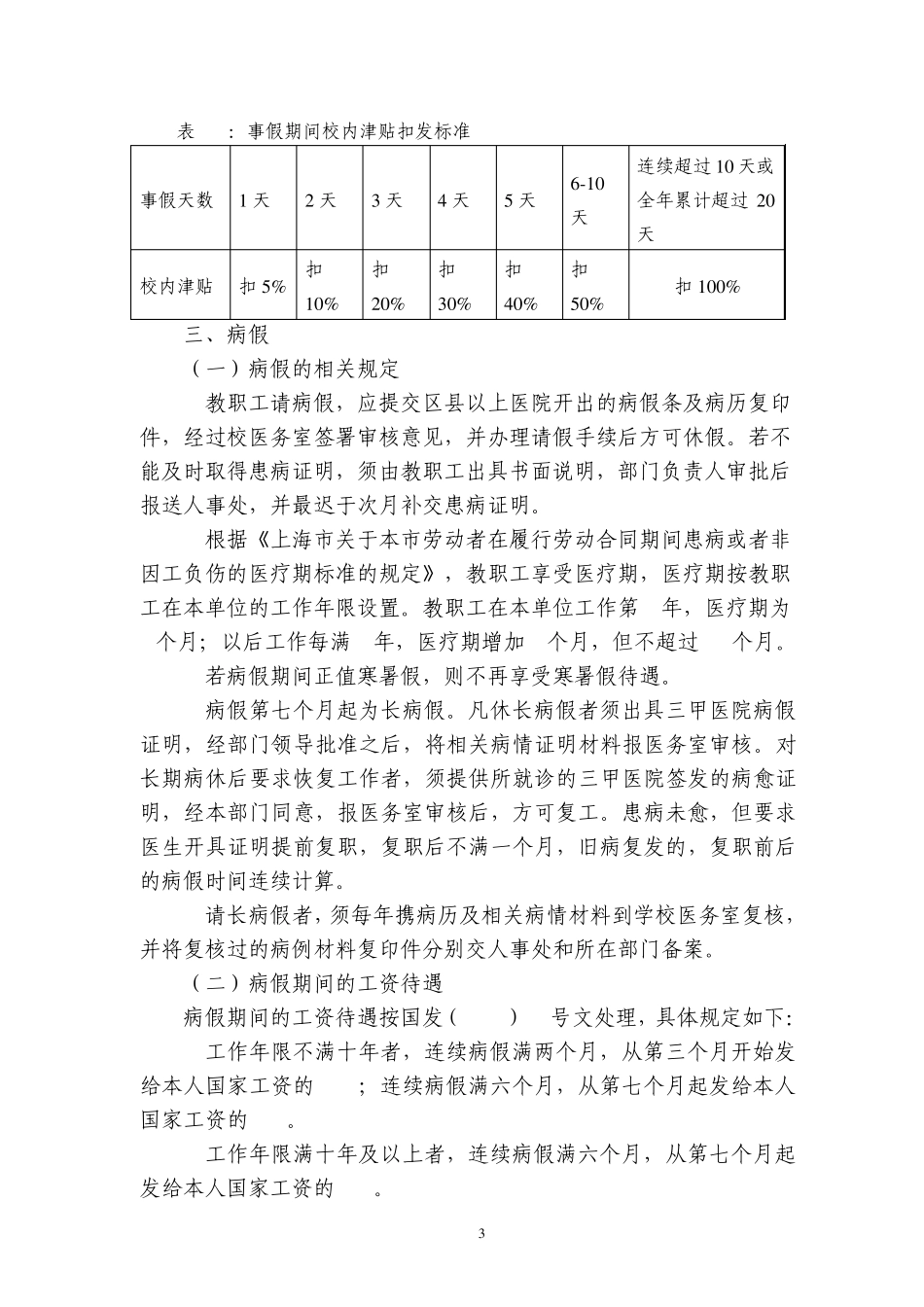 上海对外经贸大学教职工考勤和请假暂行规定_第3页
