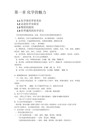 上海市九年级化学上册知识点总结