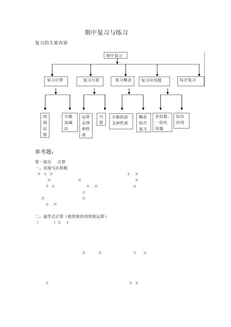 上海市宝山区小学五年级数学期中复习_第1页