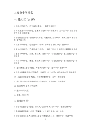 上海市小学排名