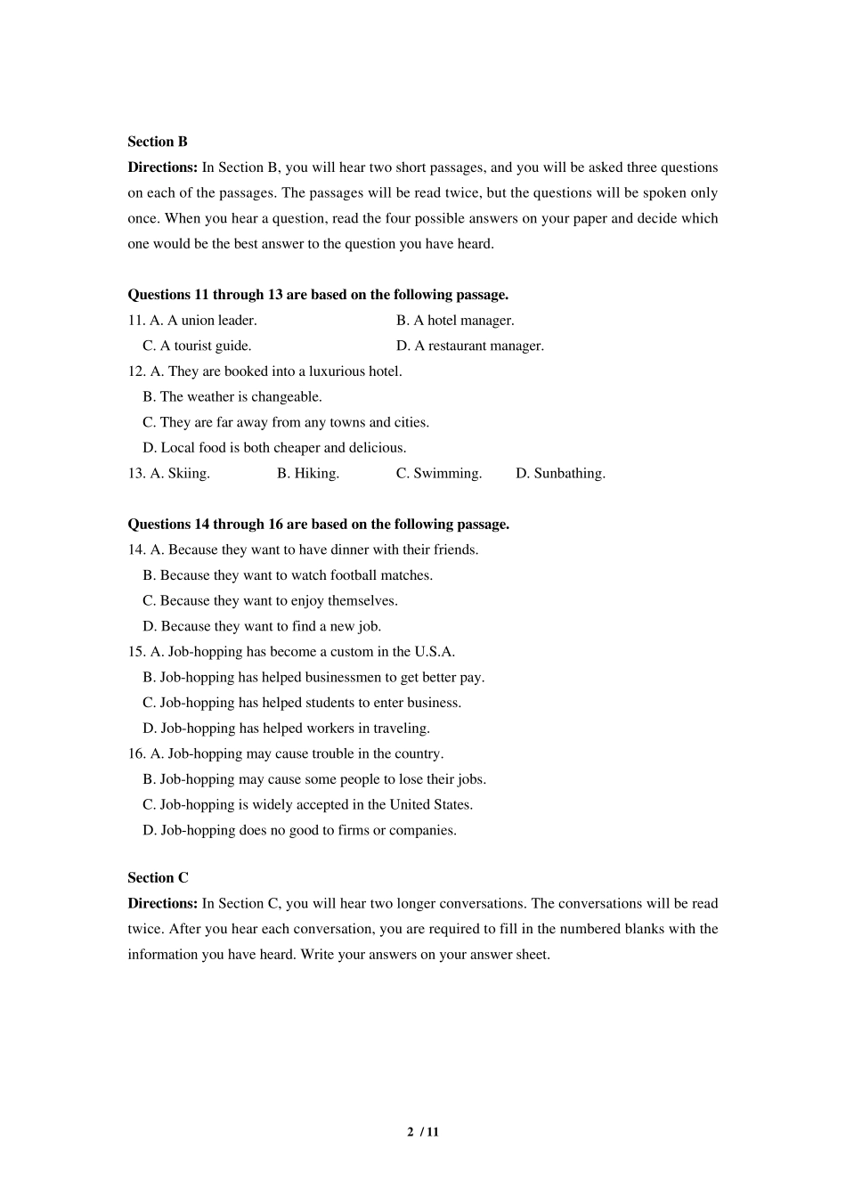 上海市普陀区2014届高三英语一模试卷(含答案及听力文字)_第2页