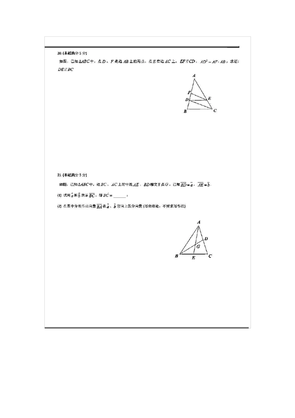 上海市杨浦区20192020学年九年级第一学期数学期中考试卷(扫描版有答案)_第3页