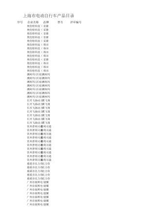 上海市电动自行车产品目录2014年4月版