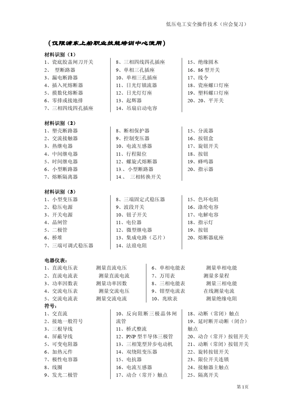 上海市电工上岗证(应会复习)最新版_第1页