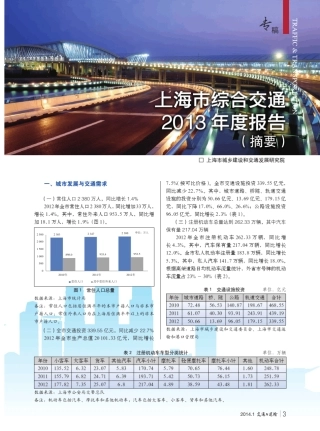上海市综合交通2013年度报告(摘要)