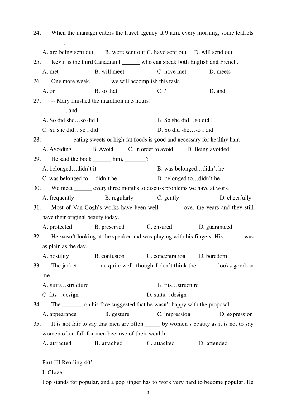 上海市进才中学高一英语期期中考试卷_第3页
