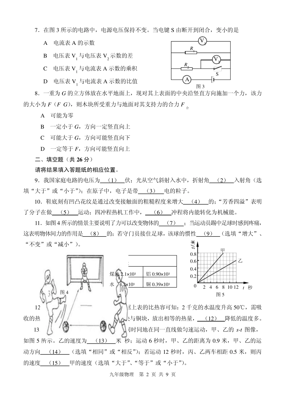 上海市静安区2013学年初三物理二模试卷试卷官方版_第2页