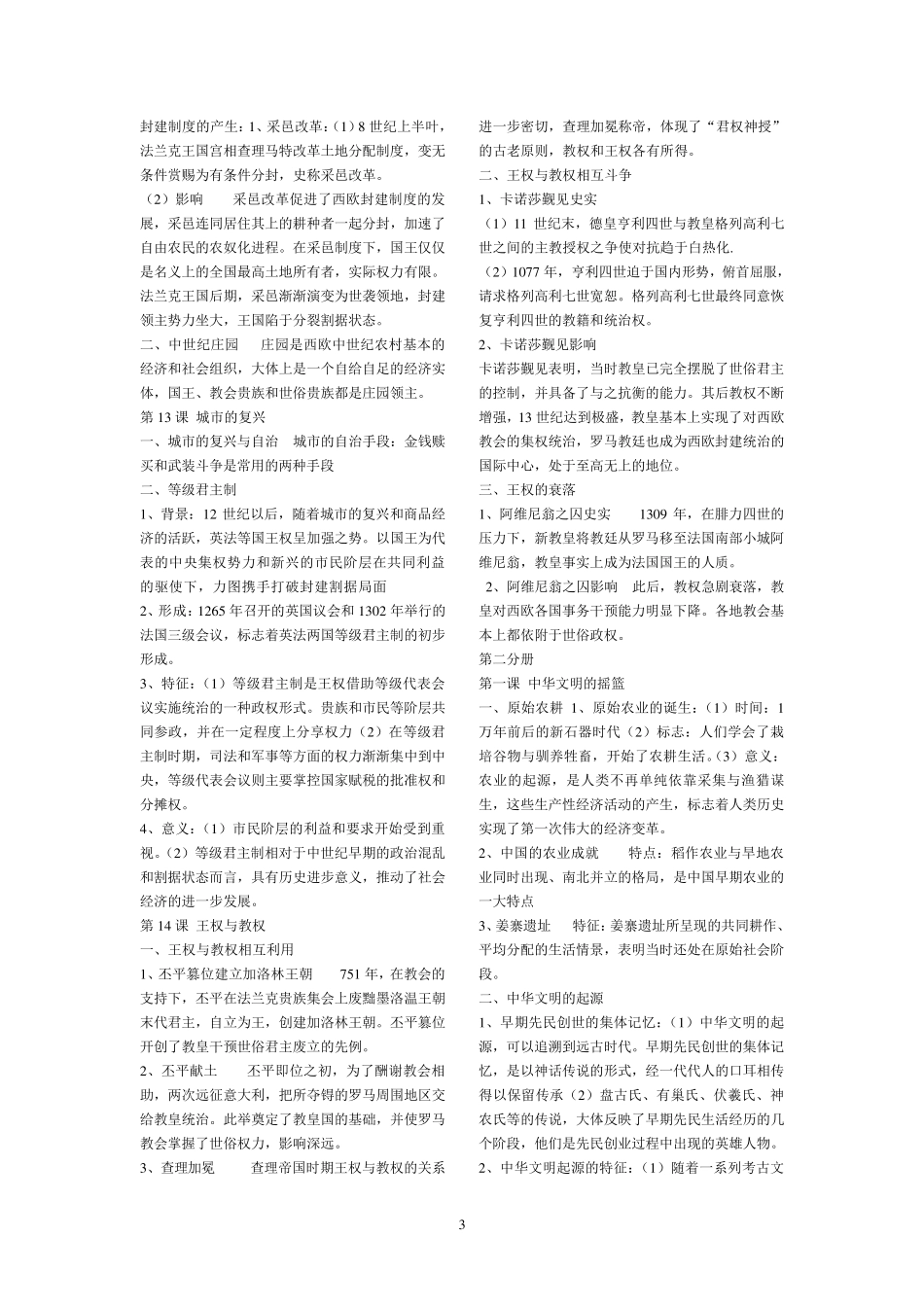 上海市高中历史会考知识点整理(全六册)_第3页