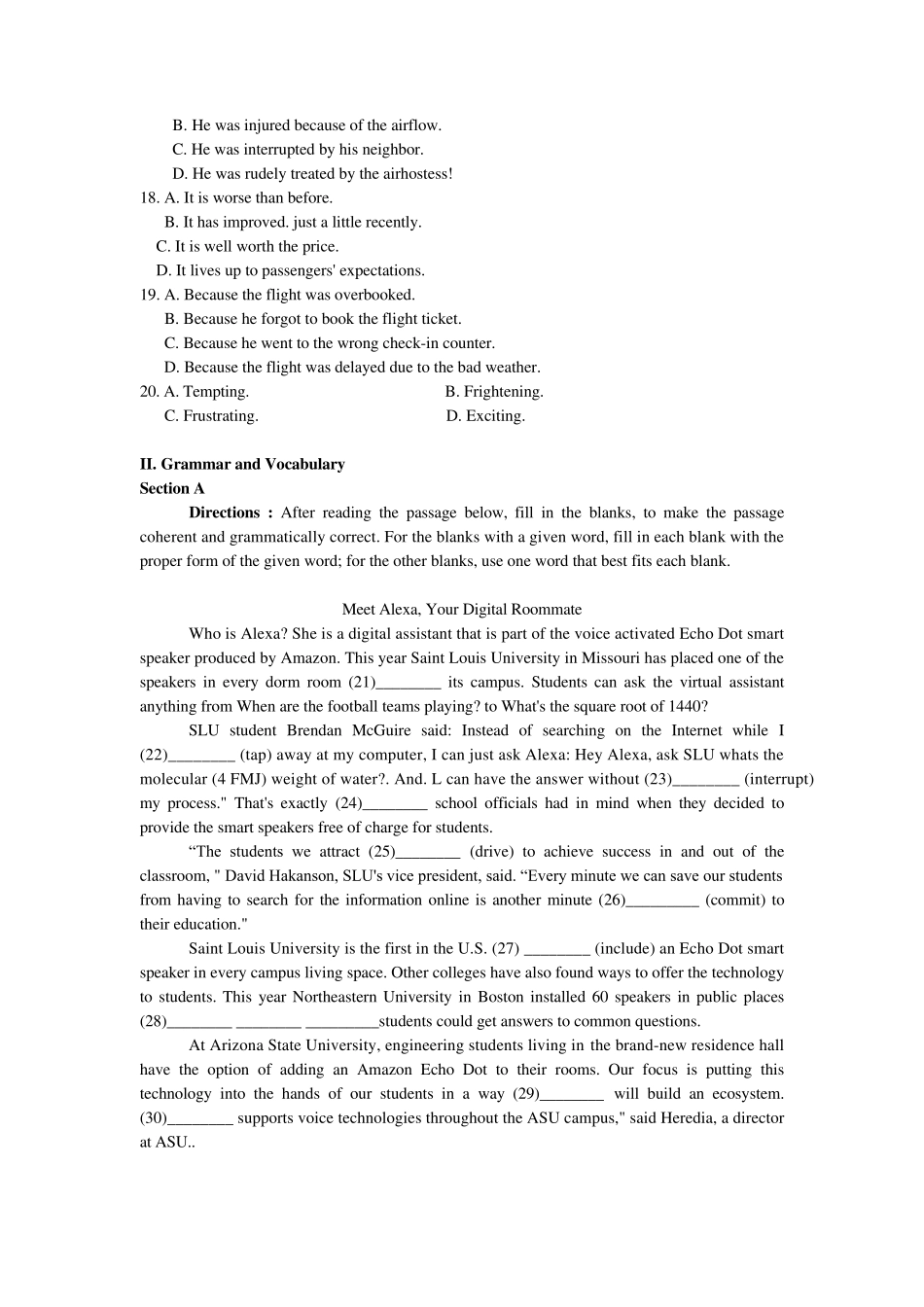 上海浦东新区2019届高三二模英语及参考答案(Word版)_第3页