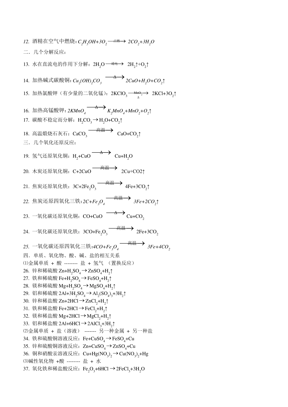 上海版初中化学方程式大全_第3页