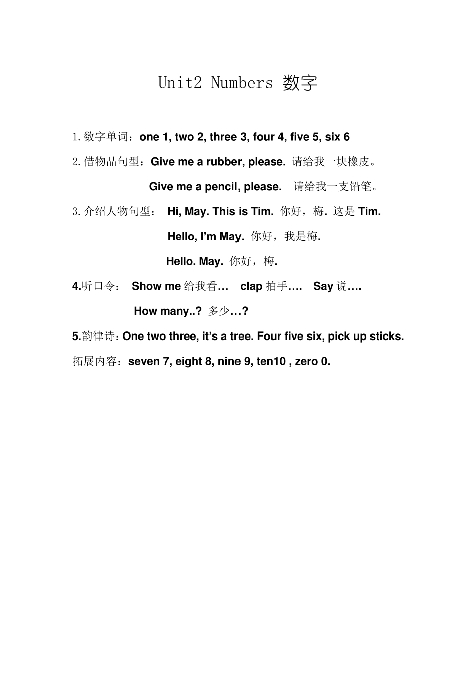 上海版牛津小学英语一年级1a知识归类_第2页
