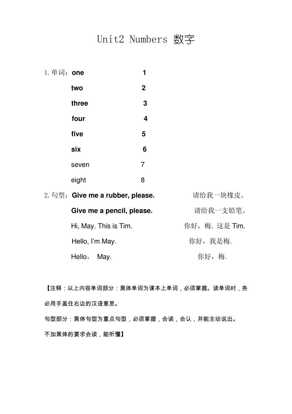 上海版牛津小学英语一年级知识点总结_第2页