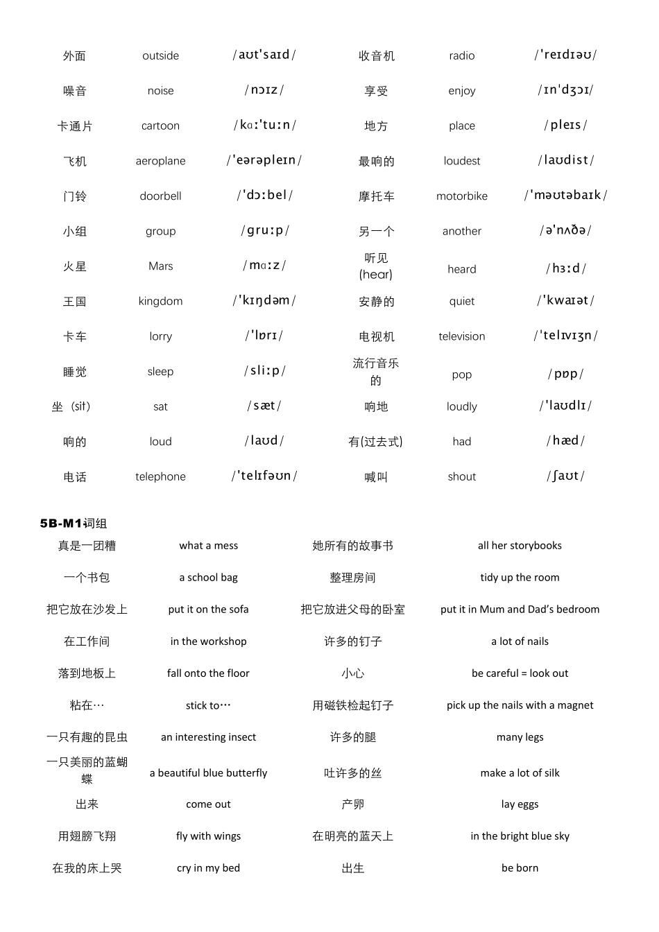 上海版牛津英语5B单词(含音标)与短语整理_第2页