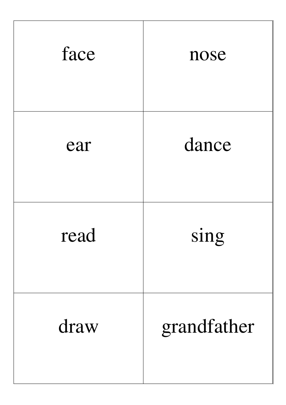 上海牛津版小学一年级英语上册单词卡片(正反面打印版)_第3页